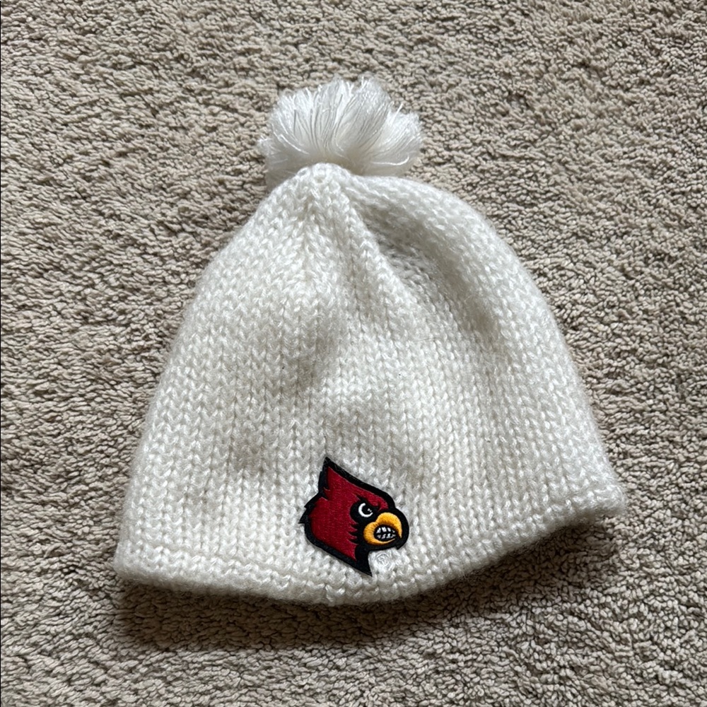 Adidas White Winter Hat with Knitted Fabric and Pom-Pom